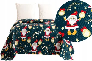 Narzuta świąteczna pled na łóżko 170x210 cm pikowana Bożonarodzeniowy wzór - Koce - miniaturka - grafika 1