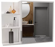 Toaletki - Szafka łazienkowa cosmo półki Biała szafka z lustrem Wisząca - miniaturka - grafika 1