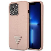 Etui i futerały do telefonów - Guess GUHCP14LPSATLP iPhone 14 Pro 6,1` różowy/pink hardcase SaffianoTriangle Logo - miniaturka - grafika 1