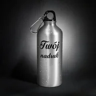 Butelki termiczne - Bidon turystyczny srebrny 500 ml z Twoim nadrukiem - miniaturka - grafika 1