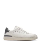 Trampki męskie - Clarks Skórzane sneakersy "Courtlite Run" w kolorze białym - miniaturka - grafika 1