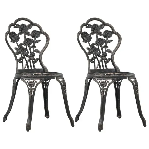 Zestaw 2 krzeseł bistro brązowych 41x49x81,5 cm ze stopu aluminium