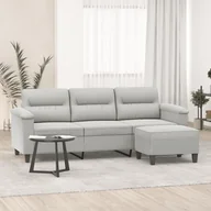 Sofy i kanapy - vidaXL 3-os. sofa z podnóżkiem, jasnoszara, 180 cm, obita mikrofibrą - miniaturka - grafika 1
