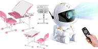 Biurka dla dzieci - Mozos Mozos Biurko dziecięce + krzesło z regulacją dla dzieci 2-12 lat DC-SET-PINK + Laserowy projektor gwieździstego nieba HR-F2 - miniaturka - grafika 1