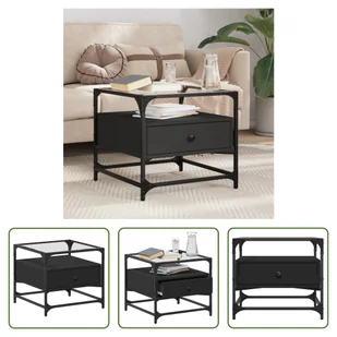 The Living Store Stolik kawowy ze szklanym blatem czarny stalowy 50x50x45 cm - Ławy i stoliki kawowe The Living Store Stolik kawowy ze szklanym blatem czarny stalowy 50x50x45 cm - Ławy i stoliki kawowe - miniaturka - grafika 1