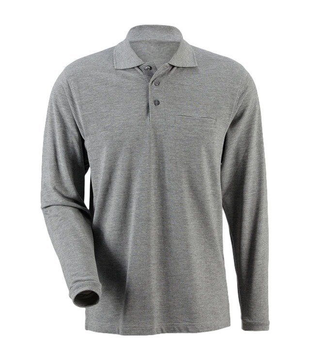 Kuson Męska Koszulka Polo na Długi Rękaw Bawełniana Elegancka Szara S