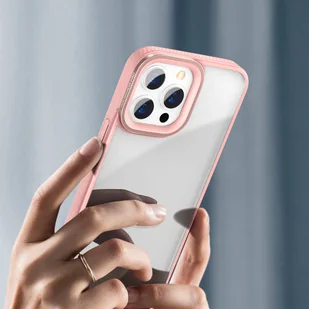 Baseus Crystal Phone Case pancerne etui do iPhone 13 Pro z żelową ramką różowy ARJT001004 - Etui i futerały do telefonów - miniaturka - grafika 25