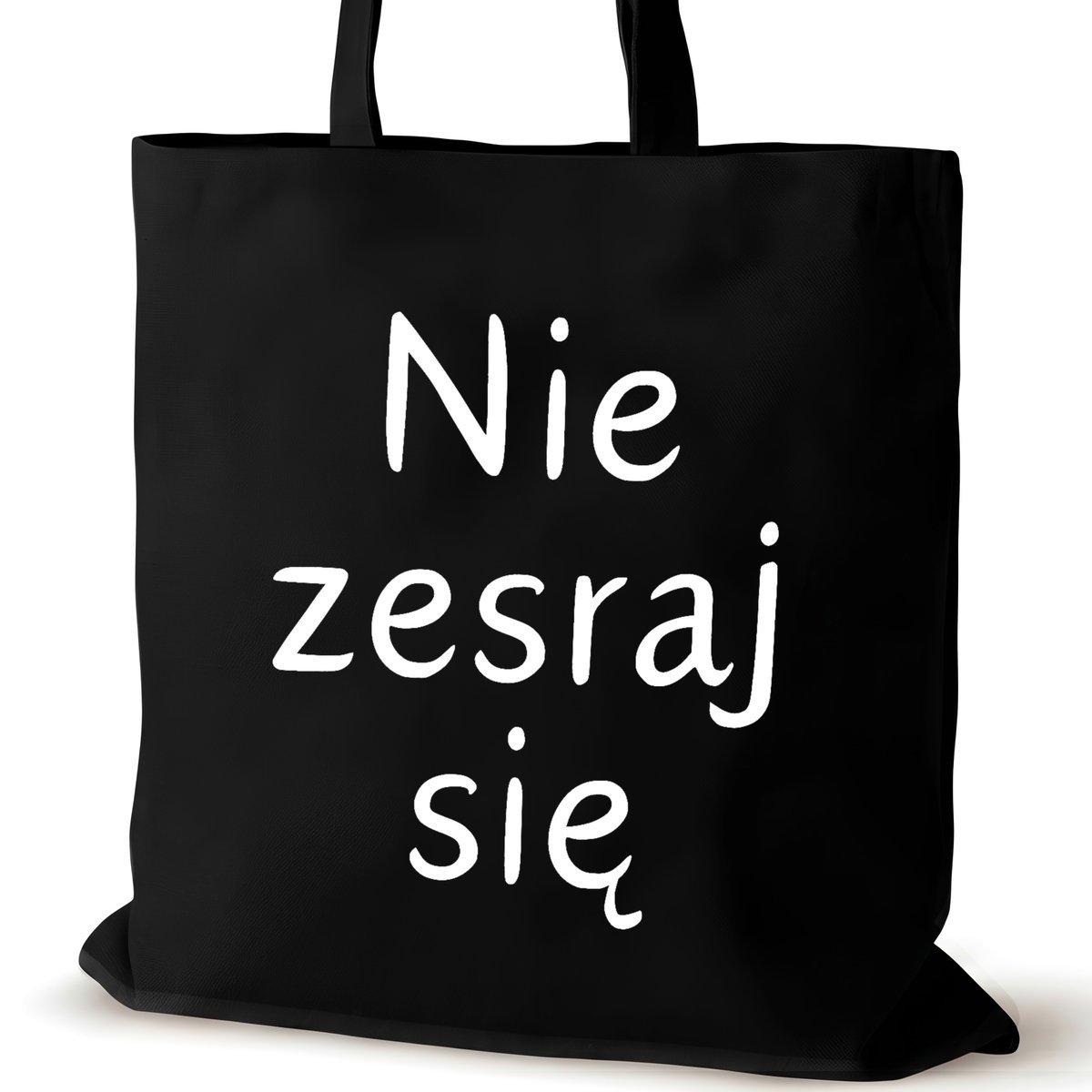 Torba bawełniana czarna na ramię VIRAL zakupy duża z napisem nie zesraj sie
