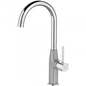 LAVEO BAP 968D POLLA Bateria zlewozmywakowa stojąca z wylewką U Jednouchwytowa Sposób montażu: stojący Głowica: 25 mm Zasięg wylewki: 167 mm Wykończenie: szare/chrom - Baterie kuchenne - miniaturka - grafika 1