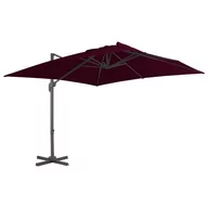 Parasole ogrodowe - vidaXL Parasol wiszący na aluminiowym słupku, bordowy, 300x300 cm vidaXL - miniaturka - grafika 1