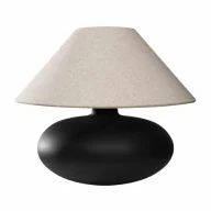 Lampy stojące - Stolikowa lampa do salonu SAWA 41128107 Kaspa szklana tkaninowa czarny szary splot - miniaturka - grafika 1