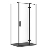 Kabiny prysznicowe - Kabina prysznicowa Cersanit Jota 100x80x195 prostokątna czarny transparentne z brodzikiem tako slim szary mat S601-394 - miniaturka - grafika 1