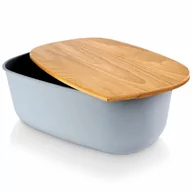 Chlebaki - Chlebak pojemnik na pieczywo z drewnianą deską szary 39x23,5x15,5 cm kod: O-259177 - miniaturka - grafika 1