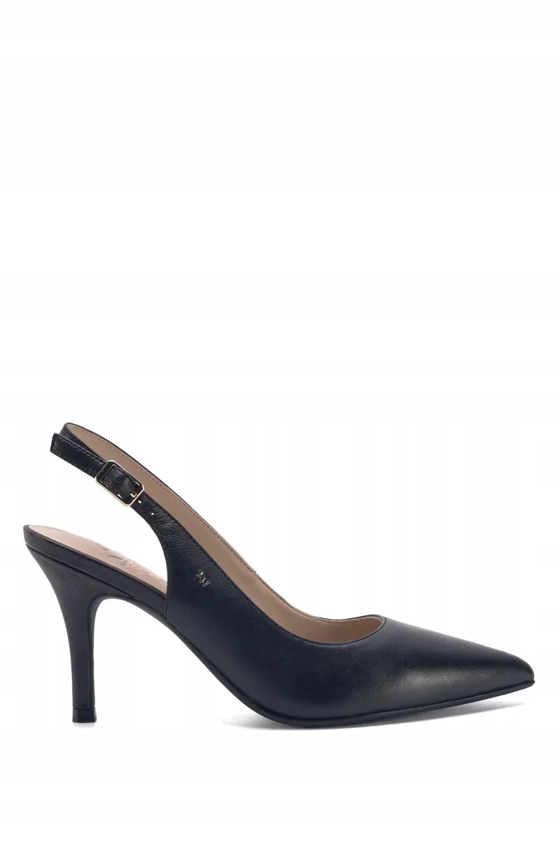 NINE WEST CZÓŁENKA DAMSKIE CZARNE GŁADKIE SZPILKA Z KLAMRĄ 39 5IA