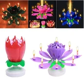 Dekoracje i nakrycia stołu na imprezę - Świeczka Kwiat Fontanna Grająca Urodzinowa Różowa - miniaturka - grafika 1