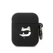 Akcesoria do słuchawek - Etui ochronne na słuchawki Karl Lagerfeld KLA2RUNCHK do Apple AirPods 1/2 cover czarny/black Silicone Choupette Head 3D - miniaturka - grafika 1