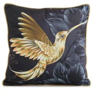 Poszewki na poduszki - Poszewka EUROFIRANY Velvet 135 45 x 45 cm Czarno-złoty - miniaturka - grafika 1