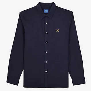 Koszule męskie - OXBOW O2CART Męska koszula z długim rękawem Oxford Deep Navy - grafika 1