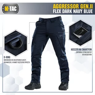 M-Tac - Spodnie taktyczne Aggressor Gen.II Flex - Ripstop - Granatowe - 20058015 - Odzież taktyczna i umundurowanie - miniaturka - grafika 4