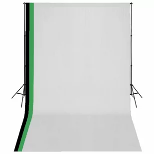 vidaXL Zestaw fotograficzny z 3 tłami z bawełny i ramą 3x5 m 275419 - Akcesoria fotograficzne - miniaturka - grafika 1