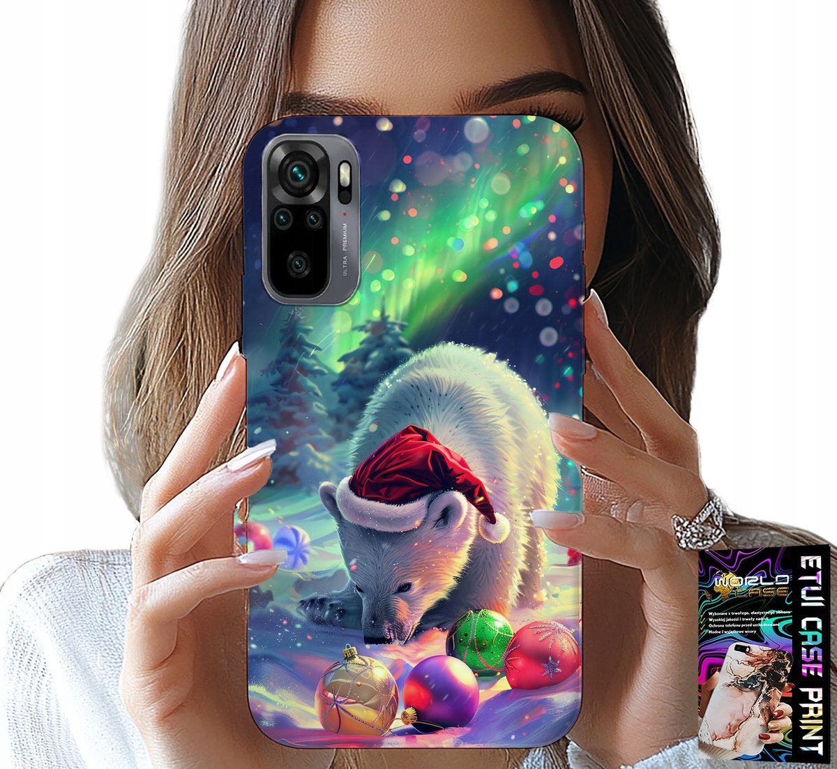 ETUI DO XIAOMI NOTE 10 / 10S - ŚWIĄTECZNY NIEDŹWIEDŹ BOMBKI CASE +FOLIA