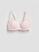 Biustonosze - Reserved - Miękki biustonosz z fiszbinami - pastelowy róż - miniaturka - grafika 1