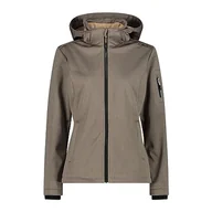 Kurtki damskie - CMP damska kurtka Softshell melanżowa z odpinanym kapturem, sezamem mel-czarny, 56 - miniaturka - grafika 1