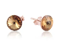 Kolczyki - Kolczyki srebrne z kryształkiem Swarovski® 8mm Rivoli - Rose Gold - miniaturka - grafika 1