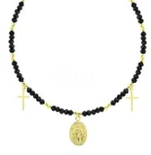 Biżuteria religijna - Naszyjnik+Choker Srebro925 paciorki krzyż - miniaturka - grafika 1