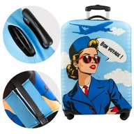 Walizki - Pokrowiec ochraniacz na walizk�� Sillar z motywem stewardessy 62x43x27 cm M - miniaturka - grafika 1