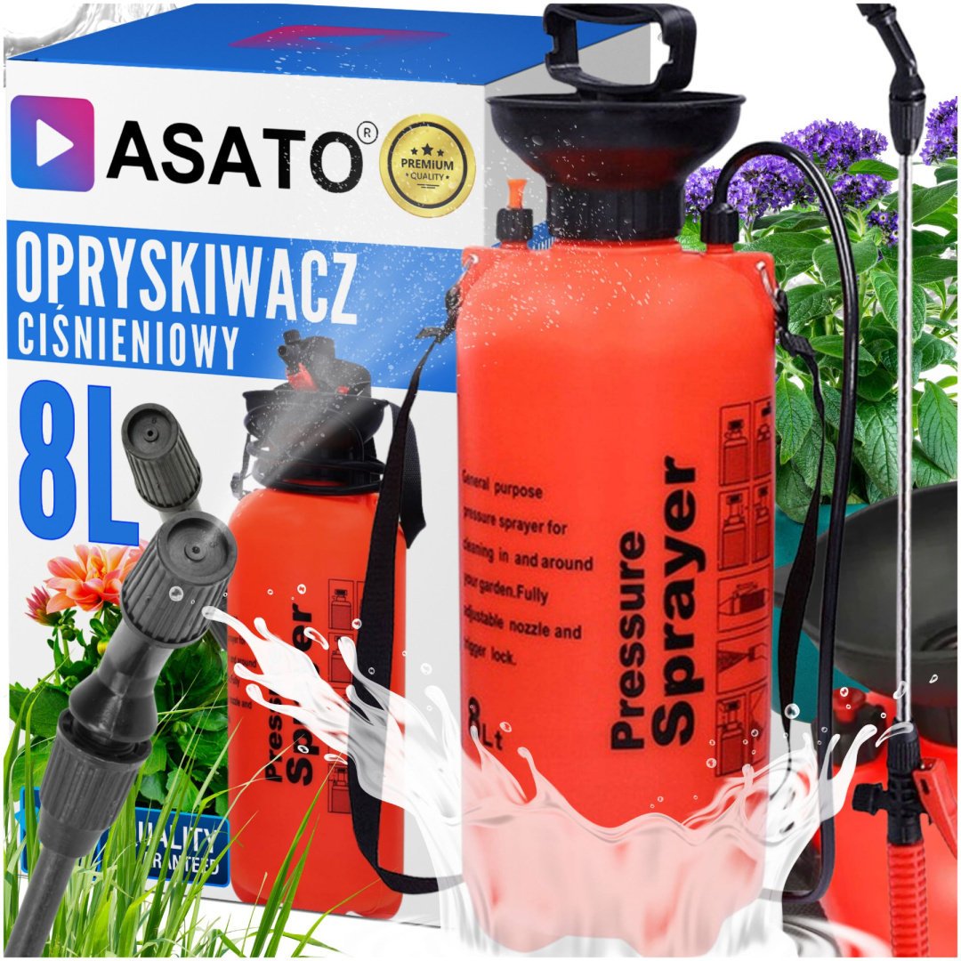 Opryskiwacz Ciśnieniowy Ogrodowy Ręczny 8L Długa Lanca marki ASATO