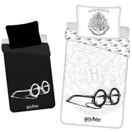 Pościel dla dzieci - Harry Potter Hogwarts Biało-czarna pościel świecąca w ciemności, komplet pościeli bawełnianej 140x200cm, OEKO-TEX - miniaturka - grafika 1
