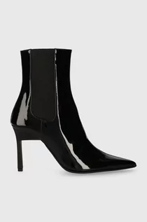 Botki damskie - Calvin Klein sztyblety skórzane GEO STILETTO CHELSEA BOOT 90-PAT damskie kolor czarny na szpilce HW0HW01809 - grafika 1