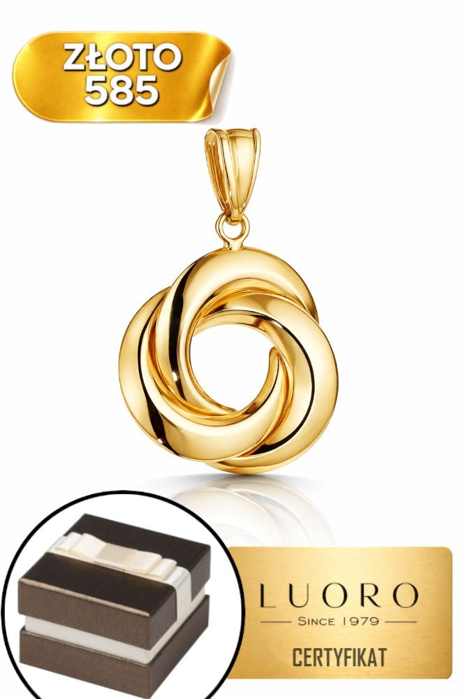ZAWIESZKA ZŁOTA 585 14K PLECIONA KÓŁKO 2,6 CM ŻÓŁTE ZŁOTO ELEGANCKA