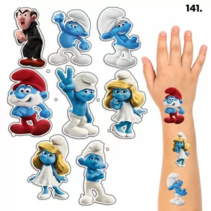 TATUAŻE ZMYWALNE DLA DZIECI TYMCZASOWE SMERFY - 8 EL. / 150 WZ. - Zabawki kreatywne - miniaturka - grafika 1