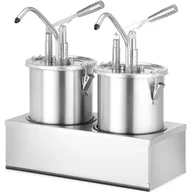 Akcesoria gastronomiczne - Pojemnik do sosów z dyspenserem i podstawą podwójny STAL 2 x 4.5 l - Hendi 558119 - miniaturka - grafika 1