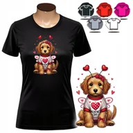 Koszulki i topy damskie - KOSZULKA DAMSKA Z NADRUKIEM T-SHIRT - SŁODKI PIES CAVAPOO RASA SERCA - XS - miniaturka - grafika 1