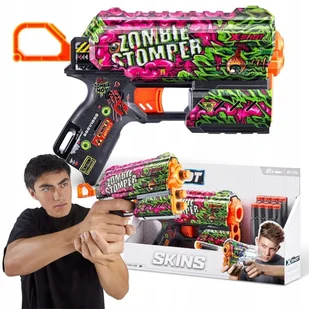 ZURU X-SHOT SKINS WYRZUTNIA FLUX ZOMBIE STOMPER PISTOLET + 8 NABOJÓW 8+ - Zabawki militarne - miniaturka - grafika 1