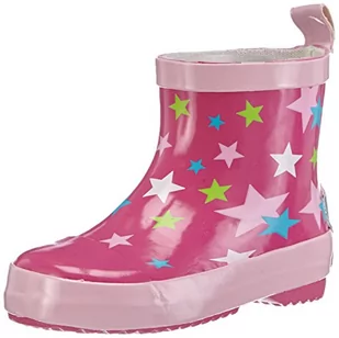 Playshoes Dziecięce kalosze z półcholewką z naturalnego kauczuku, modne buty przeciwdeszczowe z odblaskami, z wzorem w gwiazdki, różowy, 20 EU - Kalosze damskie - miniaturka - grafika 1