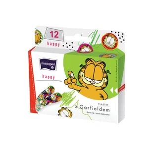Zestaw plastrów HAPPY z kotem Garfieldem 12 szt. - Apteczki i materiały opatrunkowe - miniaturka - grafika 2