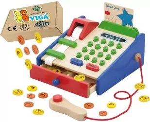 Drewniana KASA FISKALNA dla dzieci zabawka edukacyjna dla przedszkolaków Viga 3+ - Zabawki sensoryczne - miniaturka - grafika 1