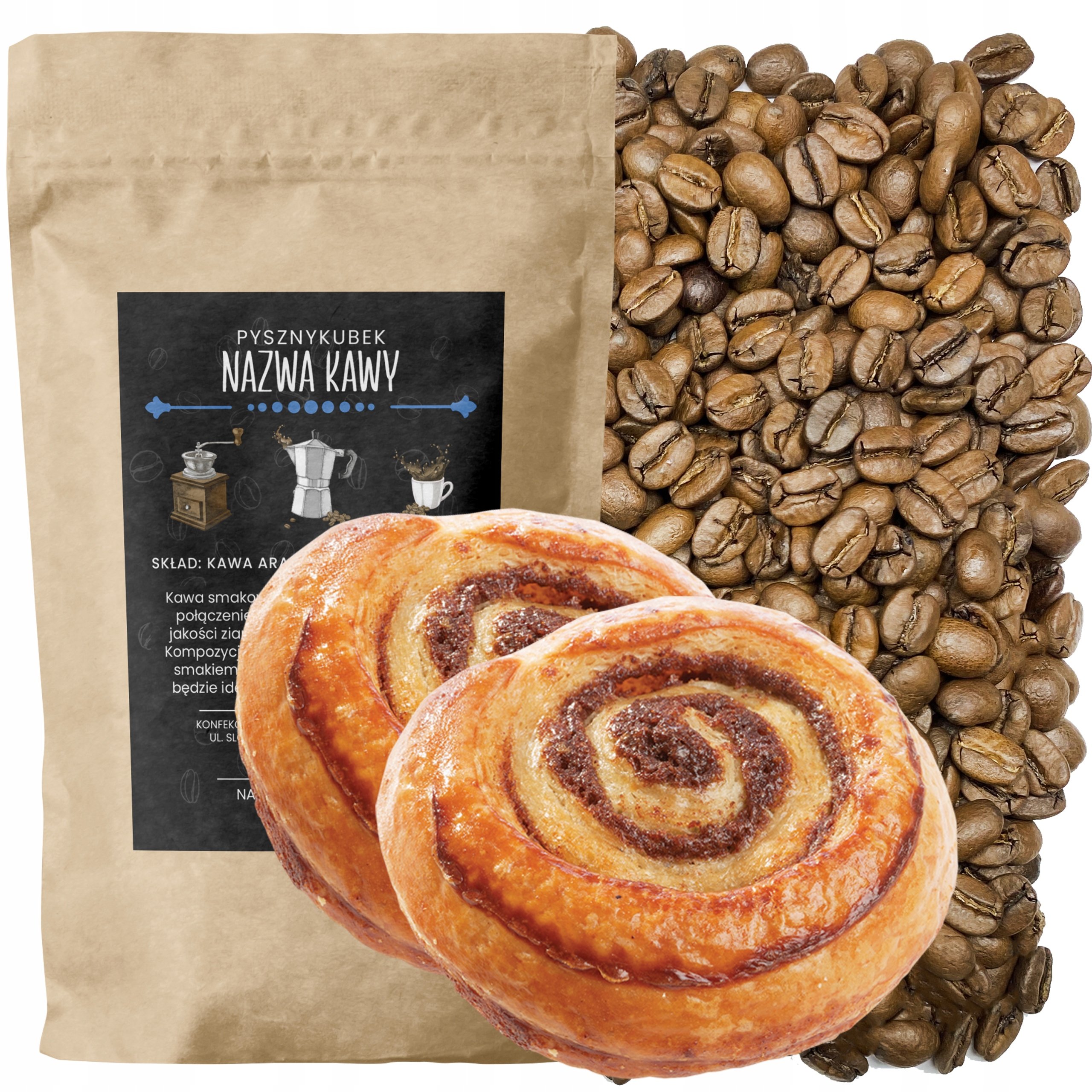 Kawa smakowa Bułeczka Cynamonowa 1000G 1KG ziarnista cynamonowa