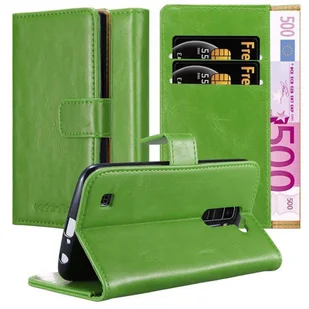 Etui Cadorabo do LG K10 2016 w kolorze ZIELONYM ZIELONYM etui na telefon komórkowy z magnetycznym zamknięciem, funkcją podstawki i kieszenią na kartę pokrowiec ochronny pokrowiec z klapką w stylu książki - Etui i futerały do telefonów - miniaturka - grafika 1