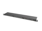 Pozostałe akcesoria sieciowe - Patch panel 24x port 0.5U LANBERG do szafy RACK 19" KAT.5E ekranowany czarny - miniaturka - grafika 1