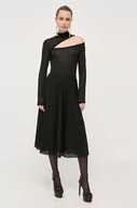 Sukienki - Patrizia Pepe sukienka kolor czarny midi rozkloszowana - miniaturka - grafika 1