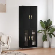 Witryny - vidaXL Witrynka, czarna, 69,5x34x180 cm, materiał drewnopochodny - miniaturka - grafika 1