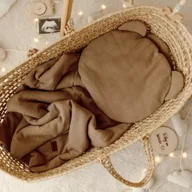 Kołdry i poduszki dla dzieci - Komplet Pościel Muślinowa A'la Len Kołderka Poduszka 55x75 Ciemny Beż - miniaturka - grafika 1