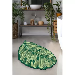 Zielony dywanik łazienkowy 60x100 cm Sheet – Foutastic - Dywaniki łazienkowe - miniaturka - grafika 1