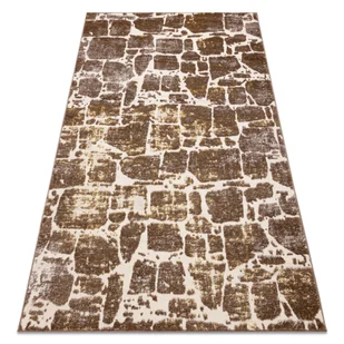 Dywan MEFE nowoczesny 6184 Kostka brukowa cegła - Strukturalny, dwa poziomy runa ciemny beż beżowy 120x170 cm - Dywany - miniaturka - grafika 1