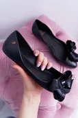 Baleriny - Lu Boo Czarne Meliski Gumowe Balerinki Big Bow - miniaturka - grafika 1